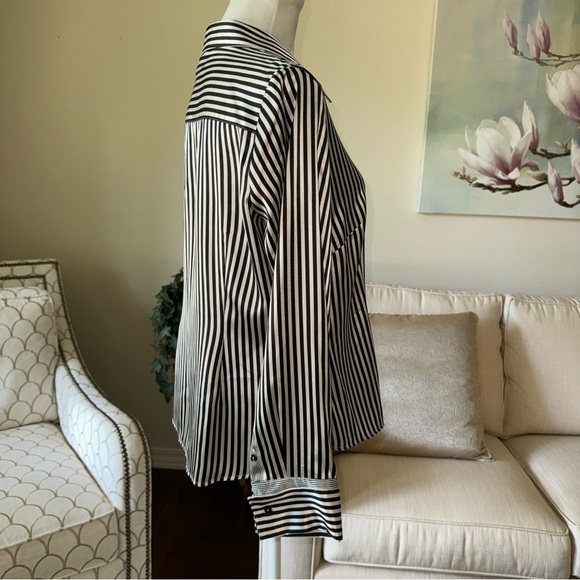 Marks & Spencer Black and White Striped Blouse - Picture 4 of 15